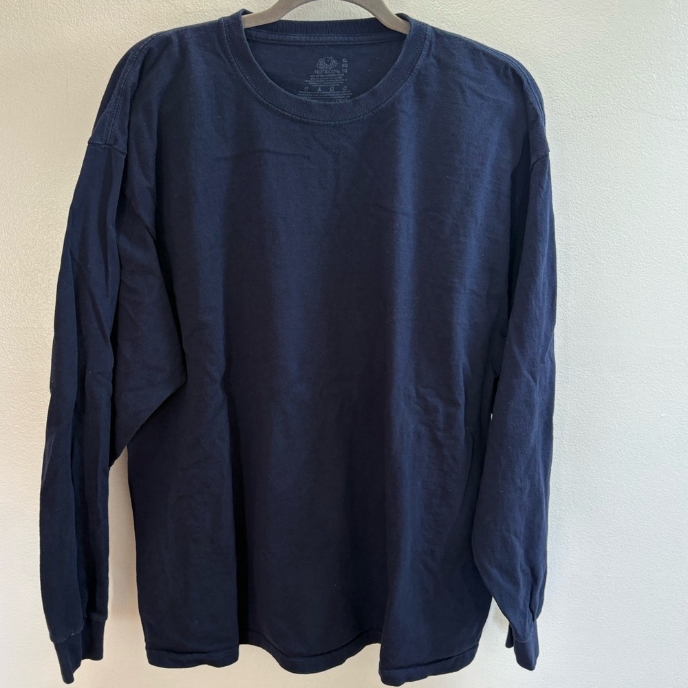 Fruit Of The Loom Navy Blue Long Sleeve T-shirt XL